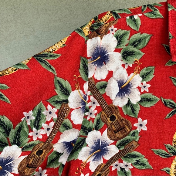 🌴 RJC Hawaiian Barkcloth Shirt Ukulele size XL 🌴 - Picture 6 of 12